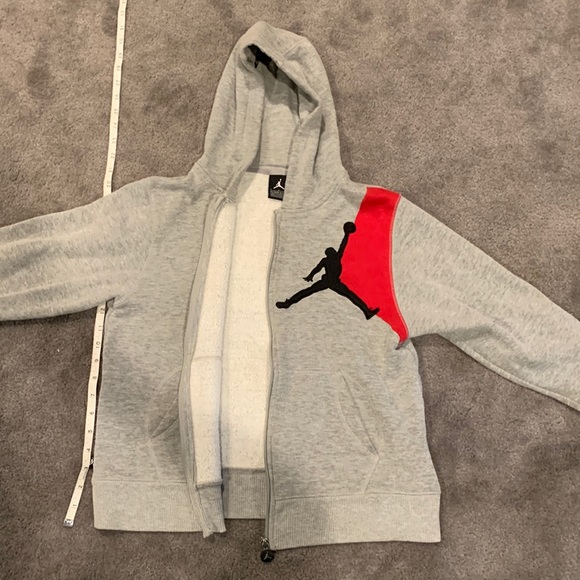 Grey Kids Jordan Zip Up Hoodie Size L - Picture 4 of 5